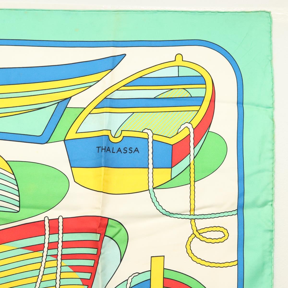 HERMES Carre 90 Scarf ""THALASSA"" Silk Green Auth 142398
