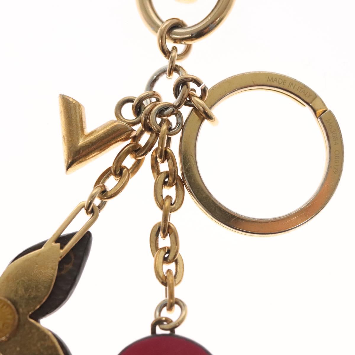 LOUIS VUITTON Monogram Blooming Flower Charm metal Gold M63084 LV Auth 142401