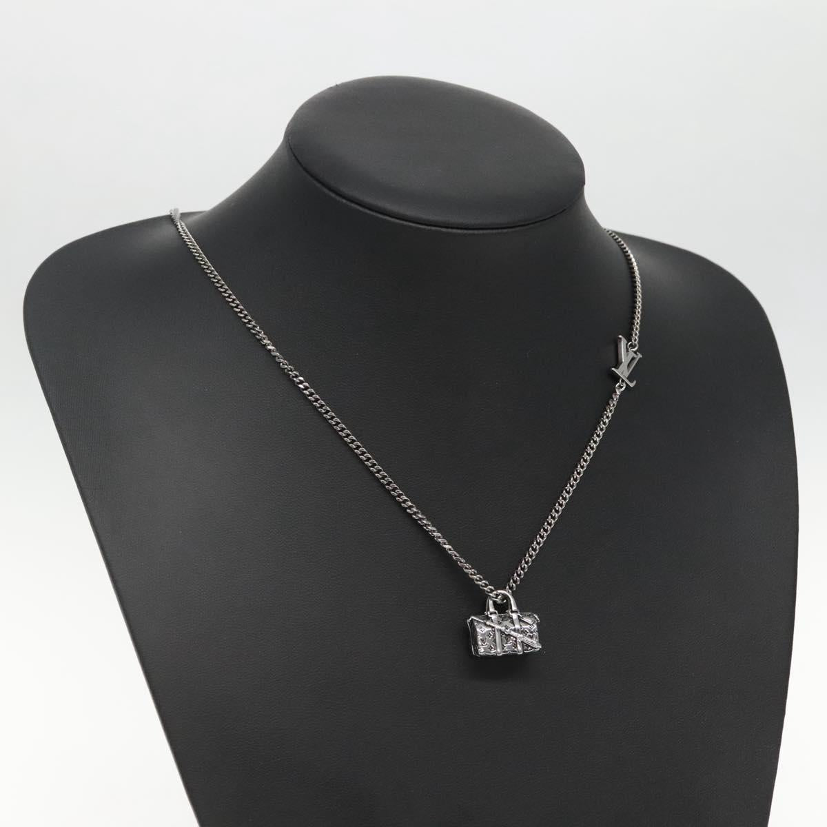 LOUIS VUITTON Collier LV Keepall Necklace metal Silver M00914 LV Auth 142404M