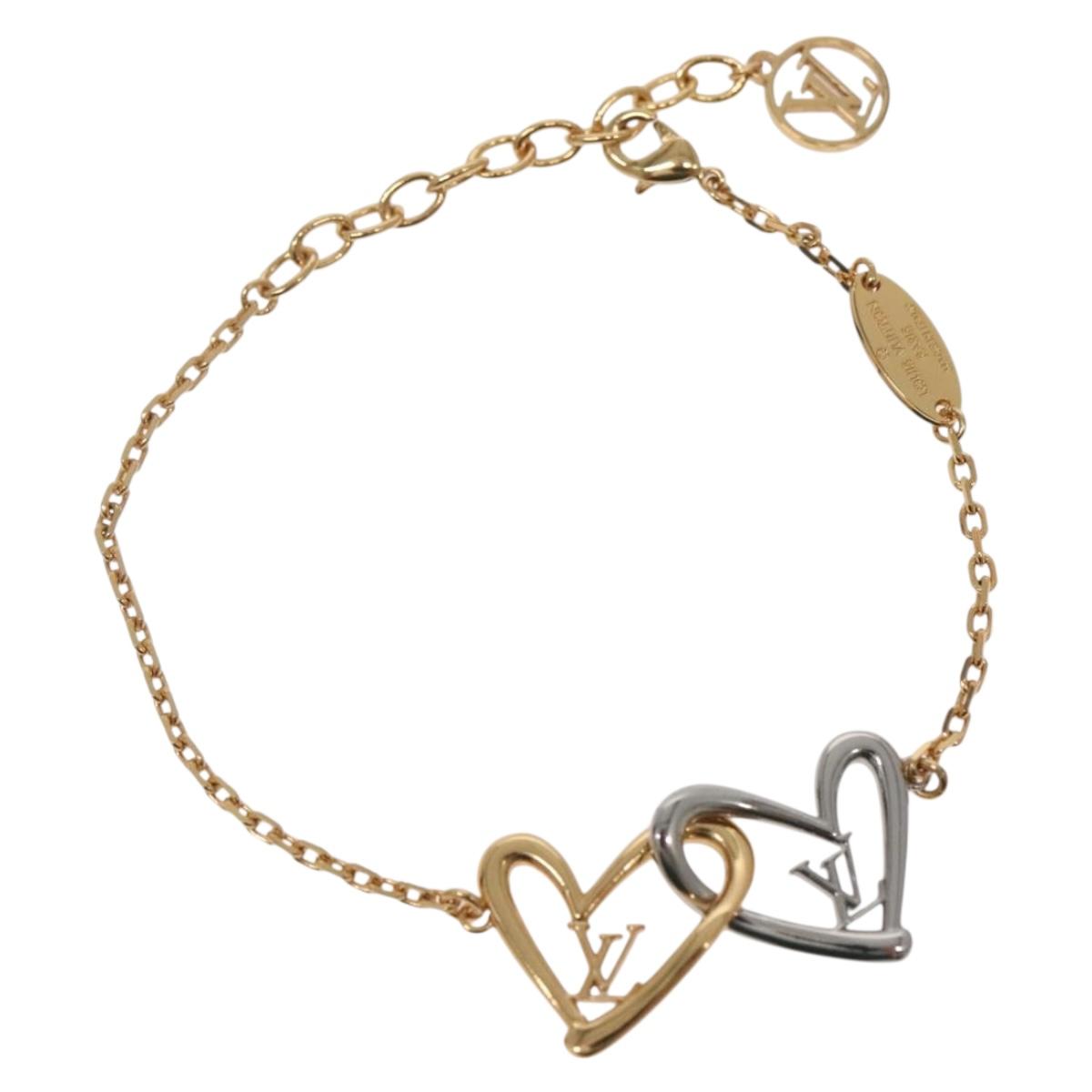 LOUIS VUITTON Brassle Heart Falling in Love Bracelet Gold M00466 LV Auth 142406M