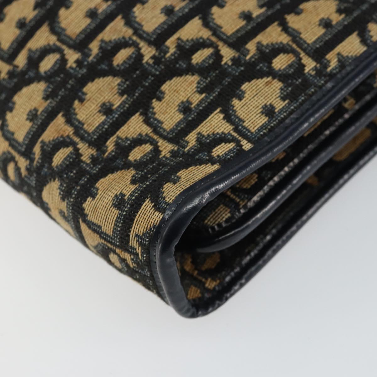 Christian Dior Trotter Canvas Hand Bag Navy Gold Auth 142435