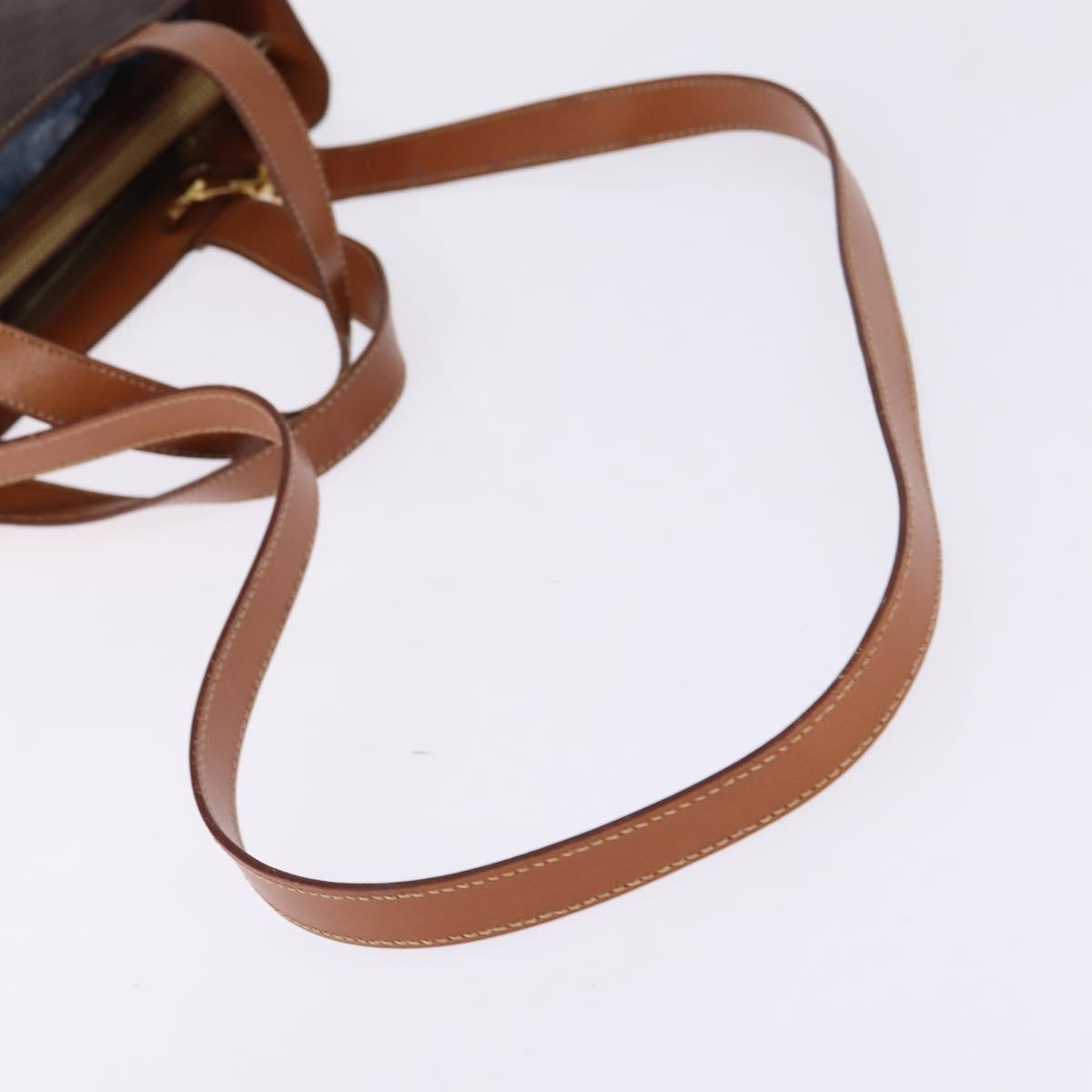 CELINE Macadam Canvas Hand Bag PVC Leather 2way Brown Gold Auth 142436