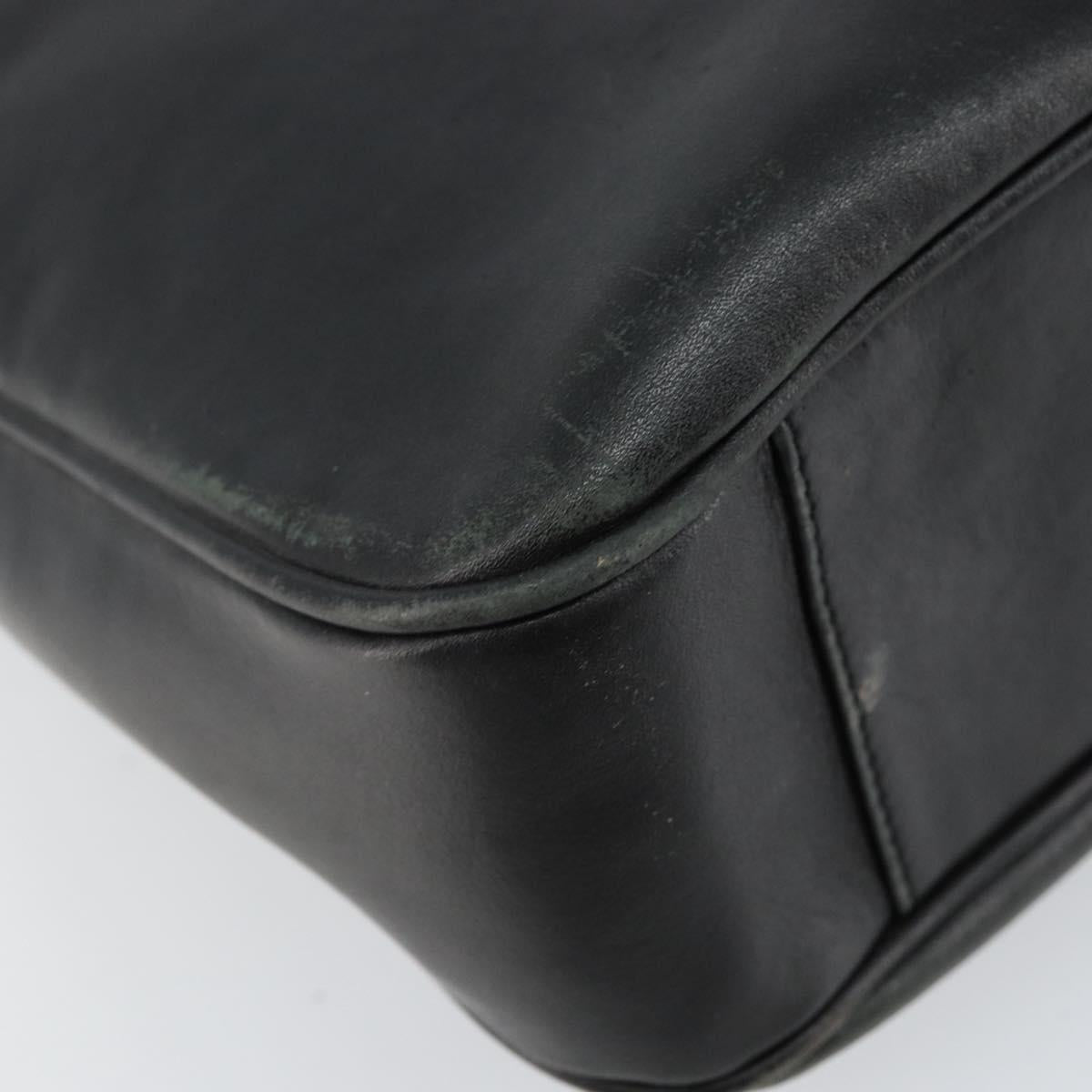 GUCCI Bamboo Hand Bag Leather Black Gold 001 1998 1638 Auth 142437