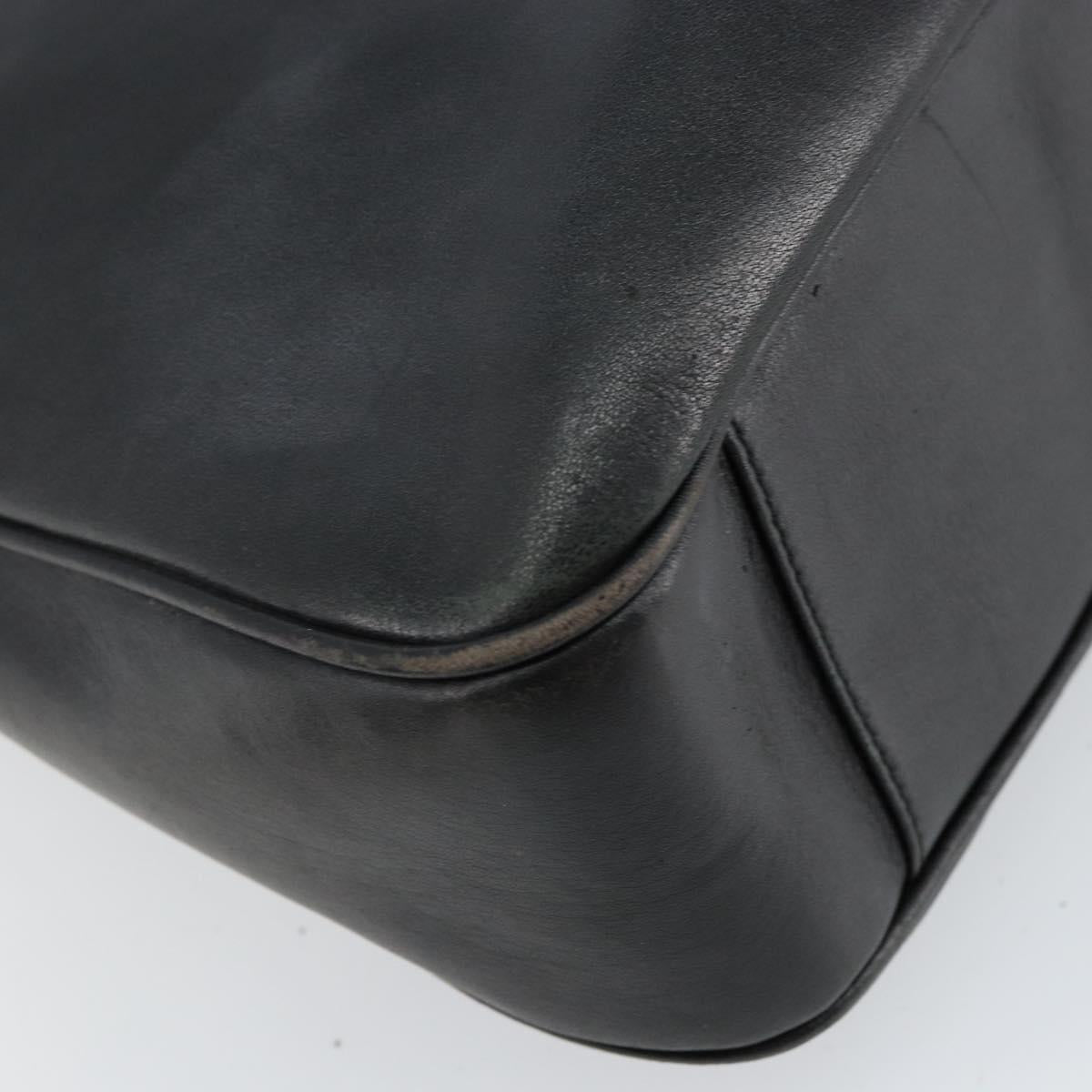 GUCCI Bamboo Hand Bag Leather Black Gold 001 1998 1638 Auth 142437