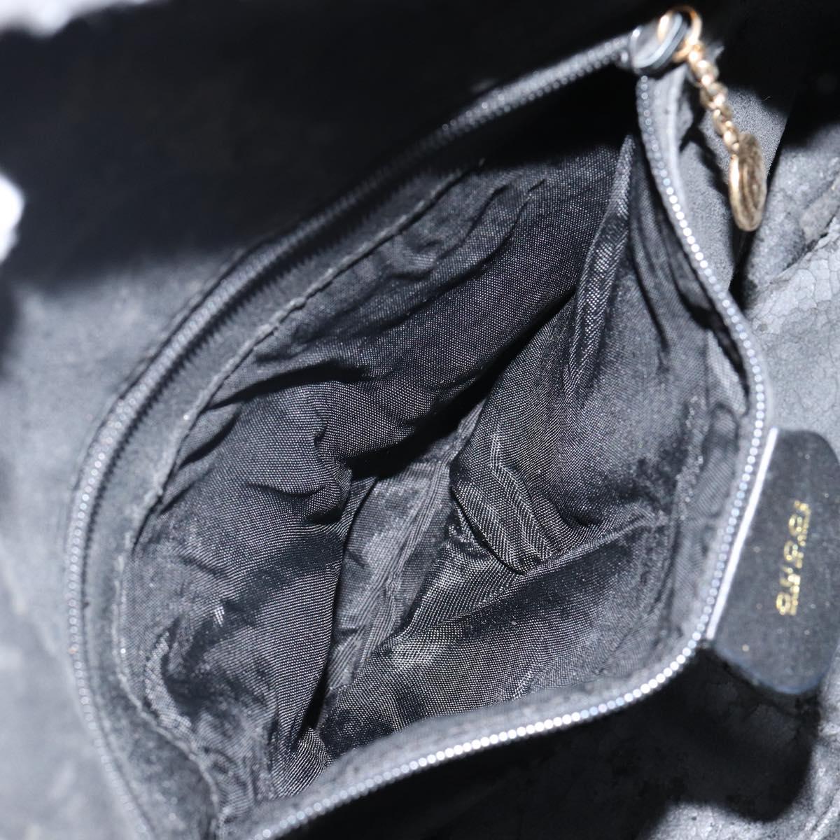 GUCCI Bamboo Hand Bag Leather Black Gold 001 1998 1638 Auth 142437