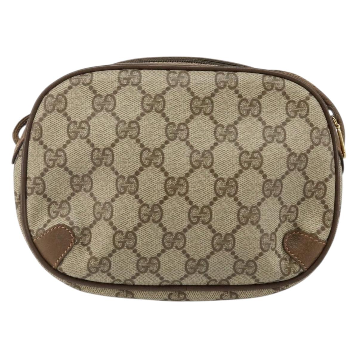 GUCCI GG Supreme Web Sherry Line Bag PVC Beige Gold 89 02 066 Auth 142438