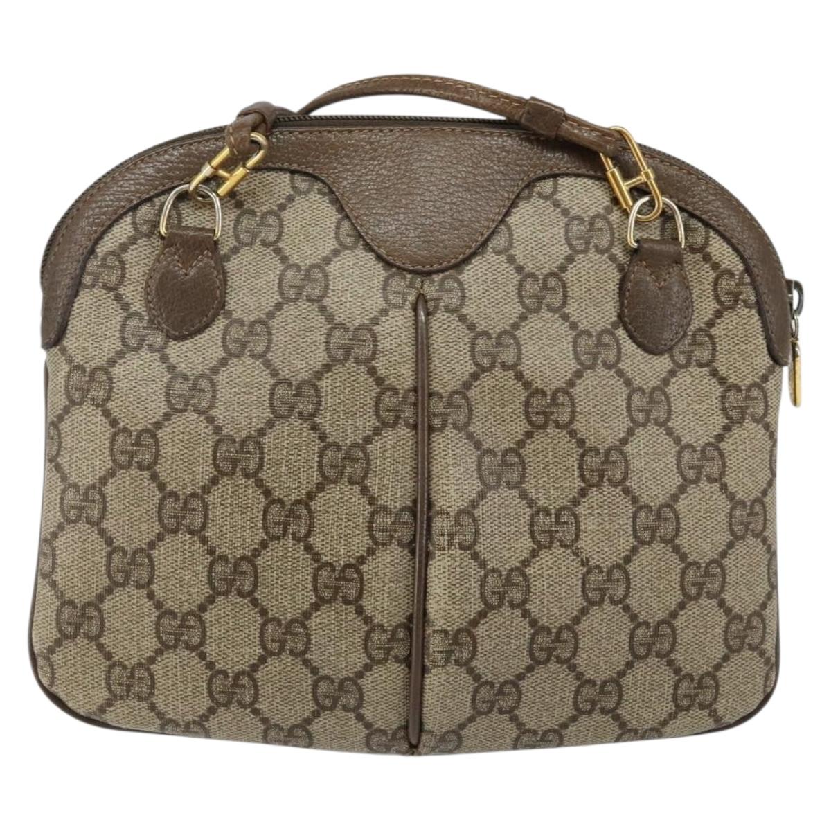 GUCCI GG Supreme Web Sherry Line Bag PVC Beige Gold 904 02 047 Auth 142439