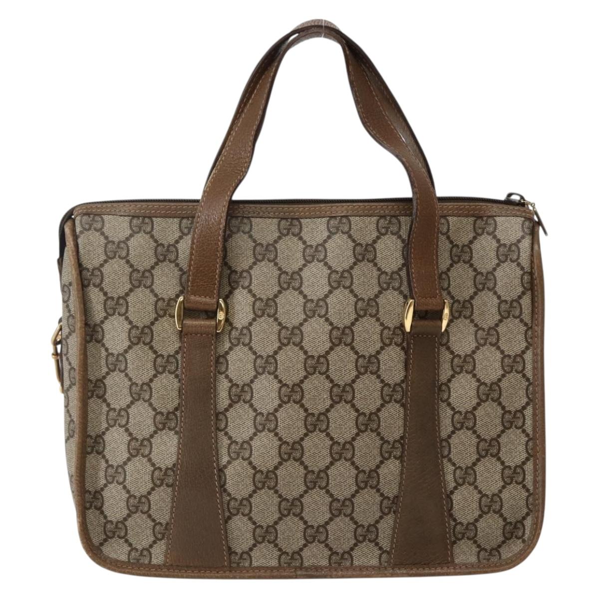 GUCCI GG Supreme Web Sherry Line Bag PVC 2way Beige Gold 41 02 039 Auth 142440