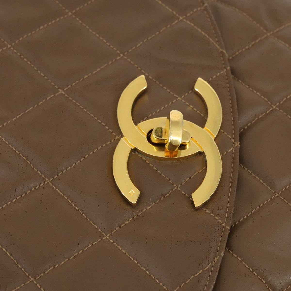 CHANEL Matelasse Backpack Coated Canvas Brown Gold CC Auth 142441