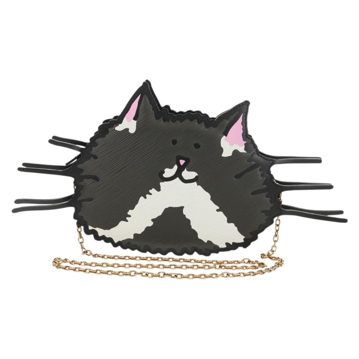 LOUIS VUITTON Epi Cat Face Pochette Shoulder Bag Gray LV Auth 142442M