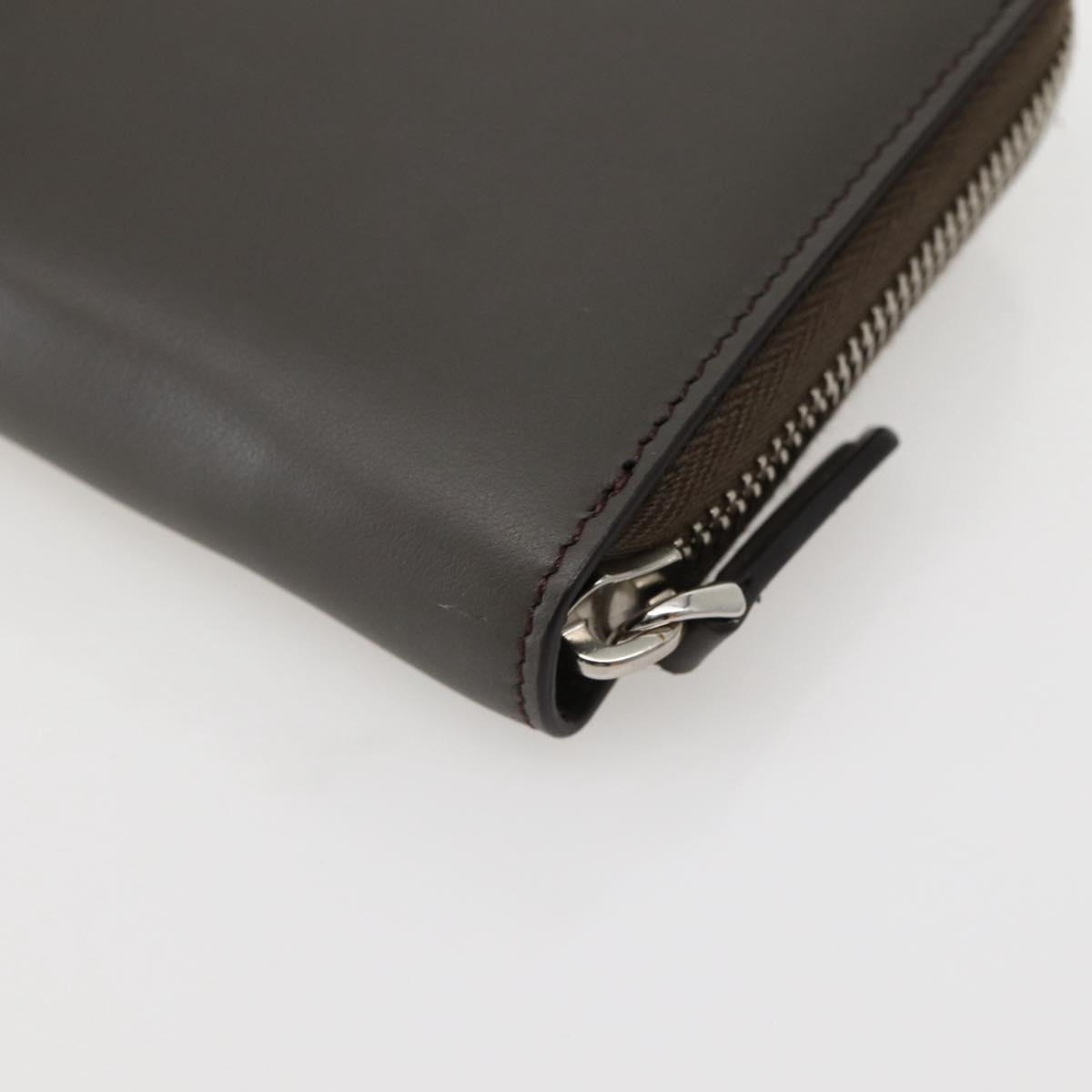 FENDI Hypnotize Long Wallet Leather Gray Auth 142443M