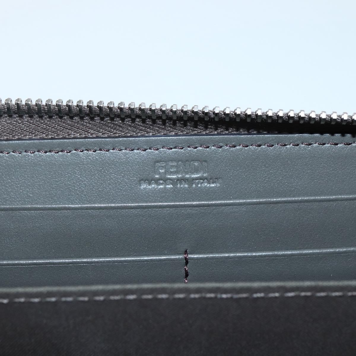 FENDI Hypnotize Long Wallet Leather Gray Auth 142443M
