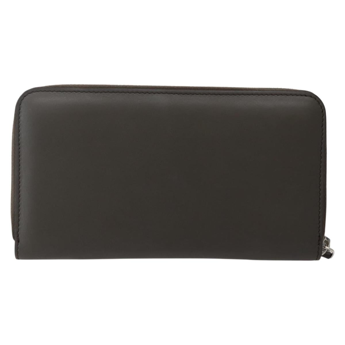 FENDI Hypnotize Long Wallet Leather Gray Auth 142443M