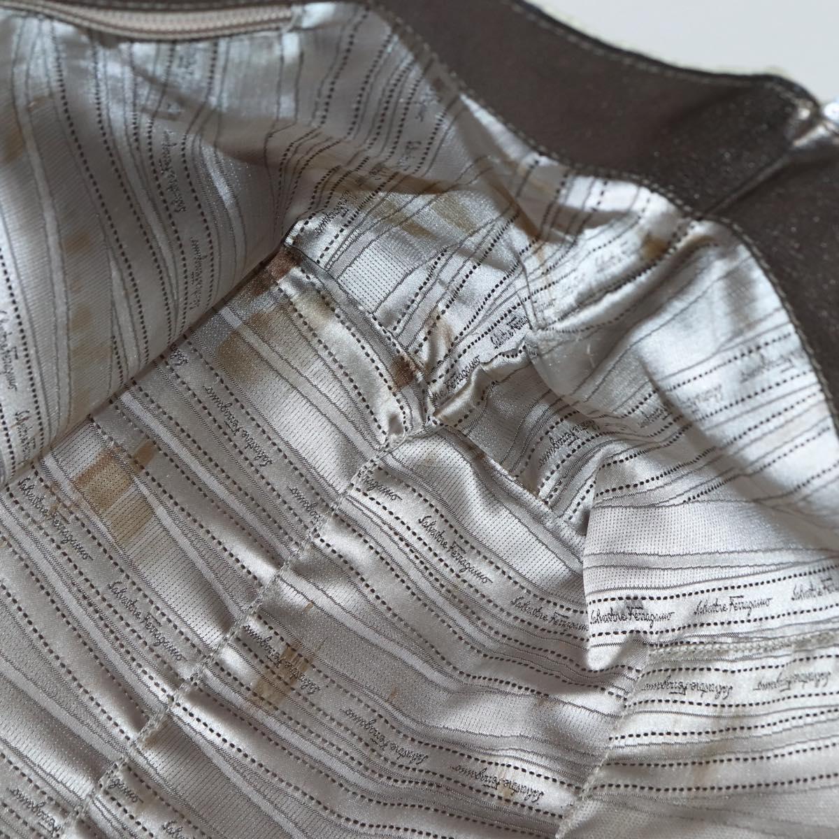 Salvatore Ferragamo Vala Tote Bag Sequin Silver Auth 142446
