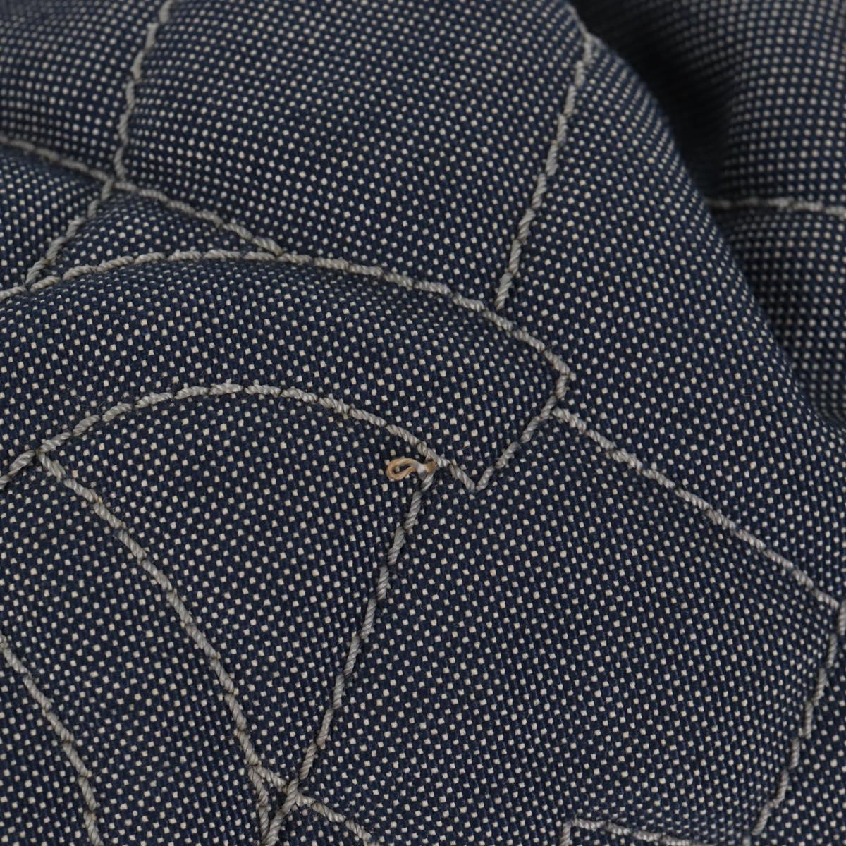 CHANEL Chain Tote Bag Denim Blue Silver CC Auth 142514V