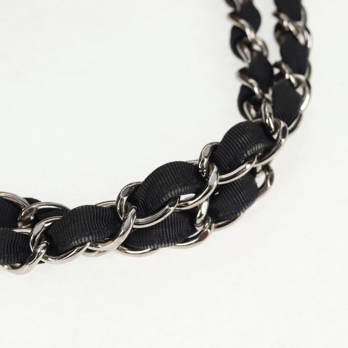 CHANEL Chain Tote Bag Denim Blue Silver CC Auth 142514V