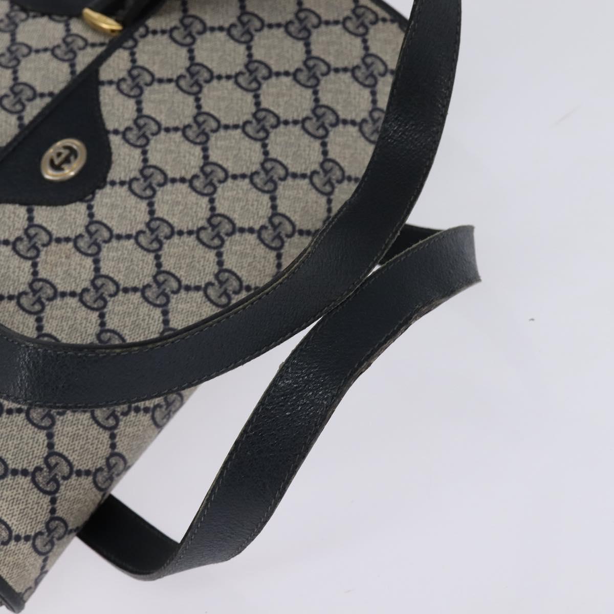 GUCCI GG Supreme Hand Bag PVC Navy Gold 116 02 080 Auth 142523