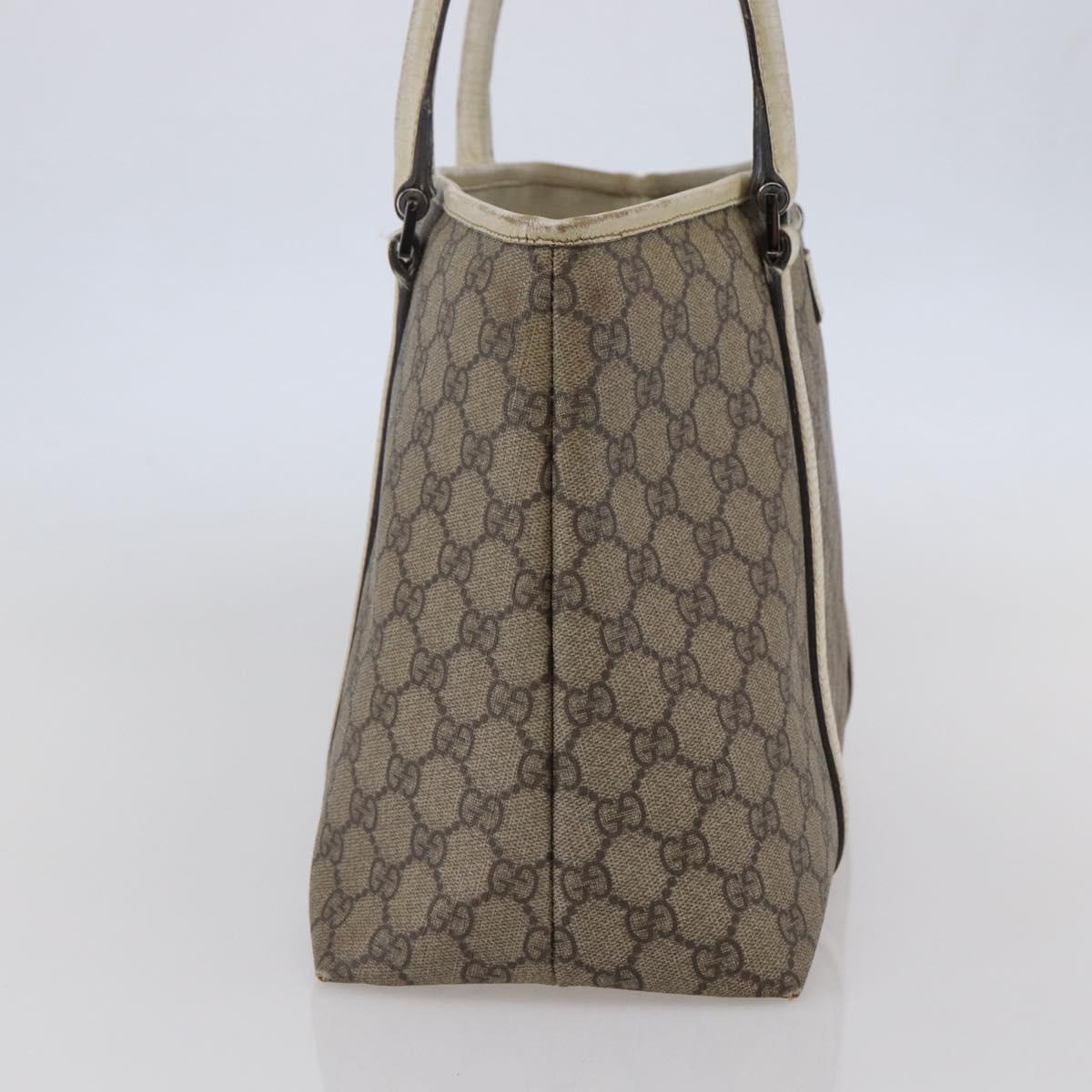 GUCCI GG Supreme Tote Bag PVC Beige Silver 114595 Auth 142526