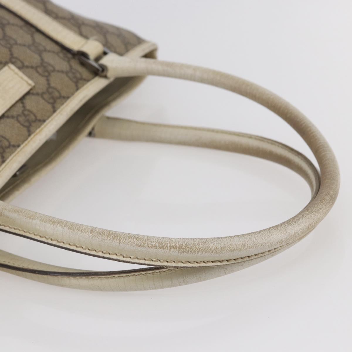 GUCCI GG Supreme Tote Bag PVC Beige Silver 114595 Auth 142526