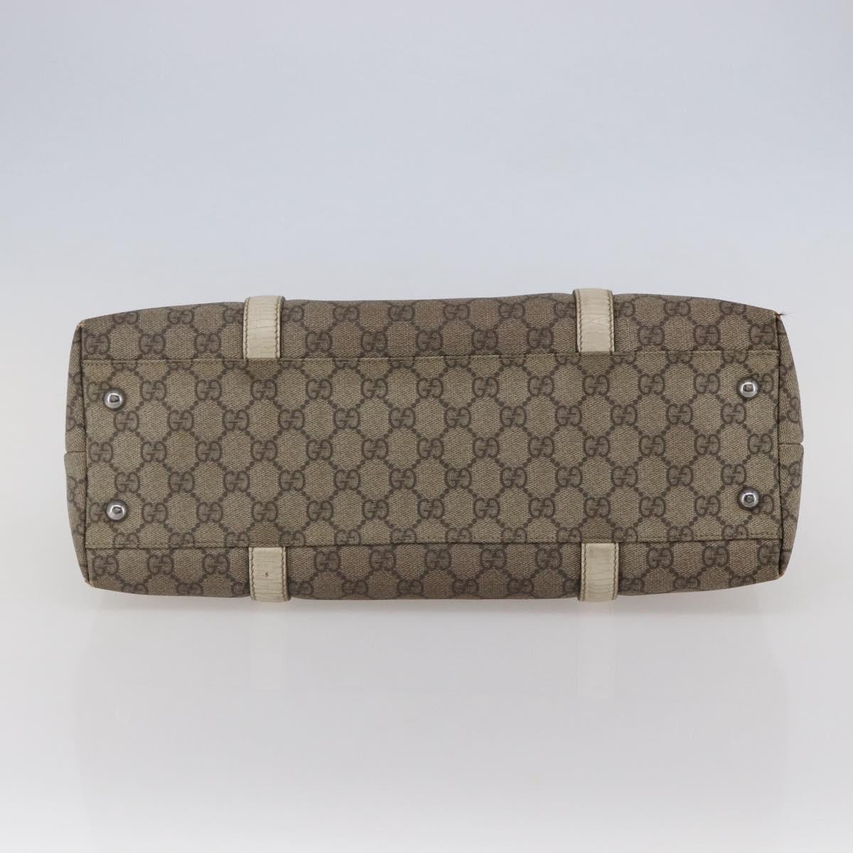 GUCCI GG Supreme Tote Bag PVC Beige Silver 114595 Auth 142526