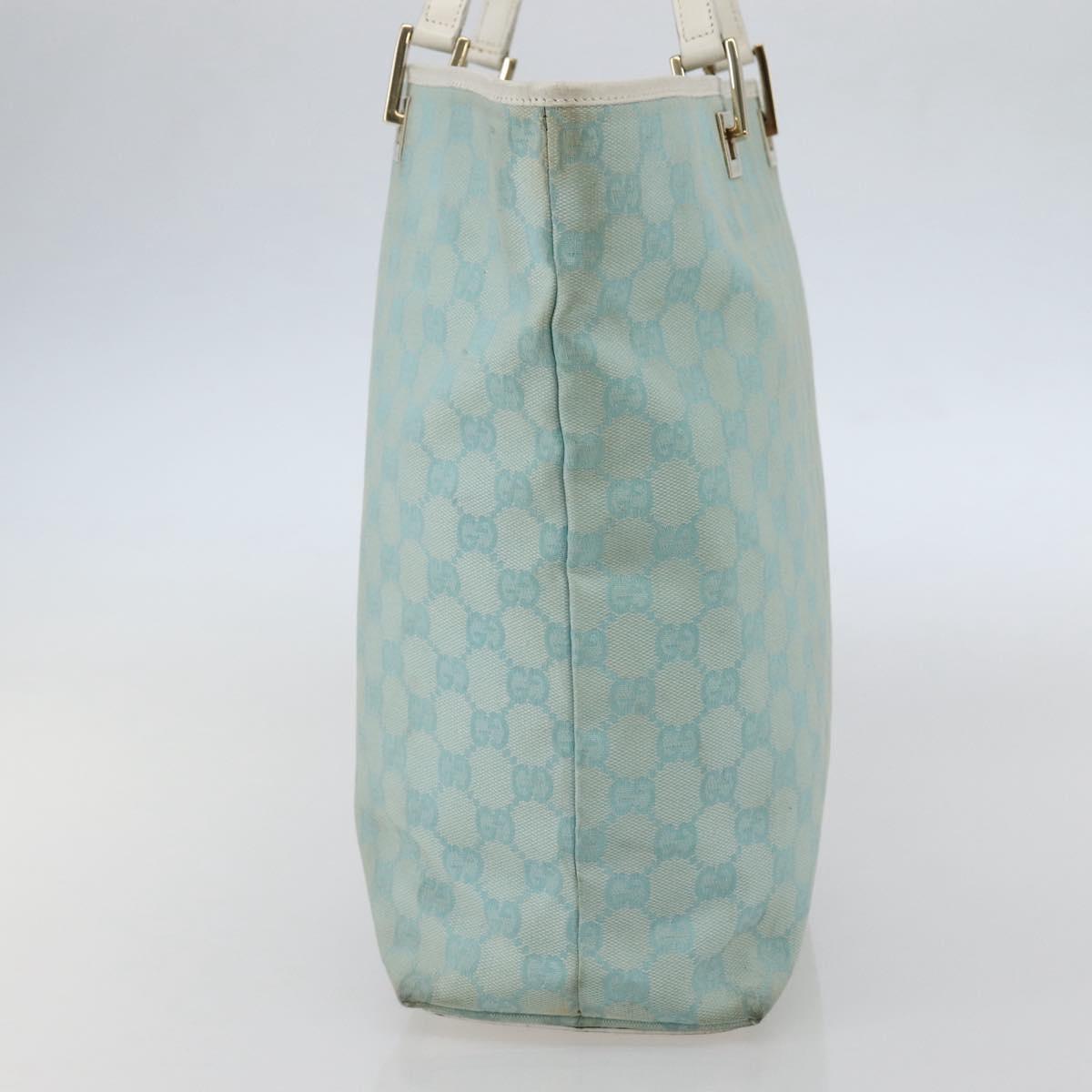 GUCCI GG Canvas Tote Bag Light Blue Gold 002 1098 3444 Auth 142530