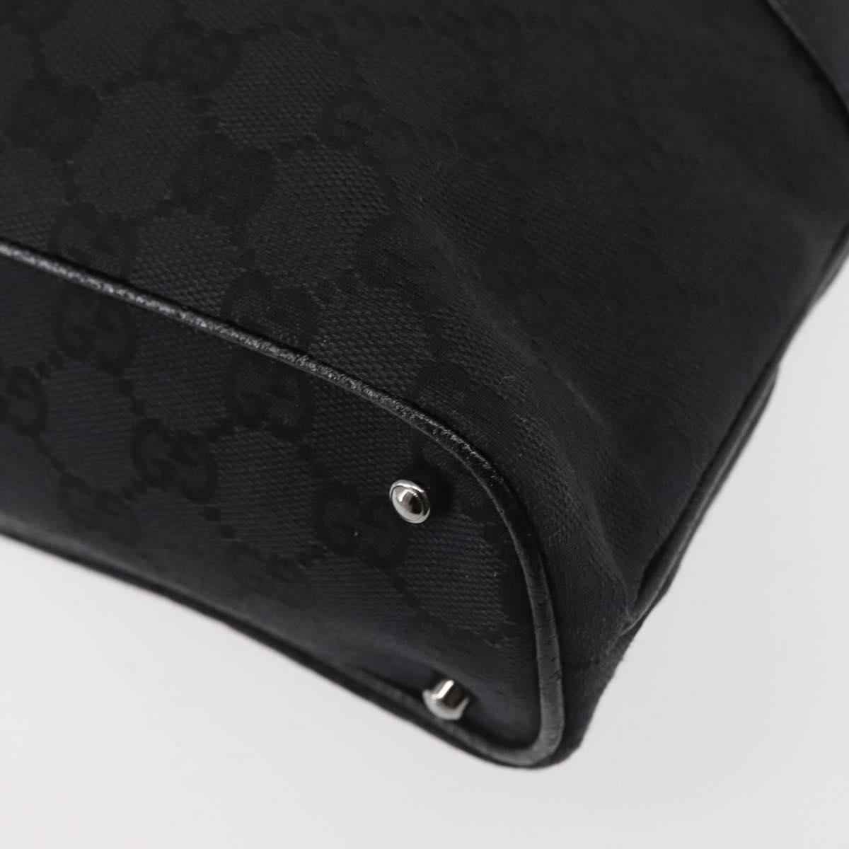 GUCCI GG Canvas Tote Bag Black Silver 113016 Auth 142531