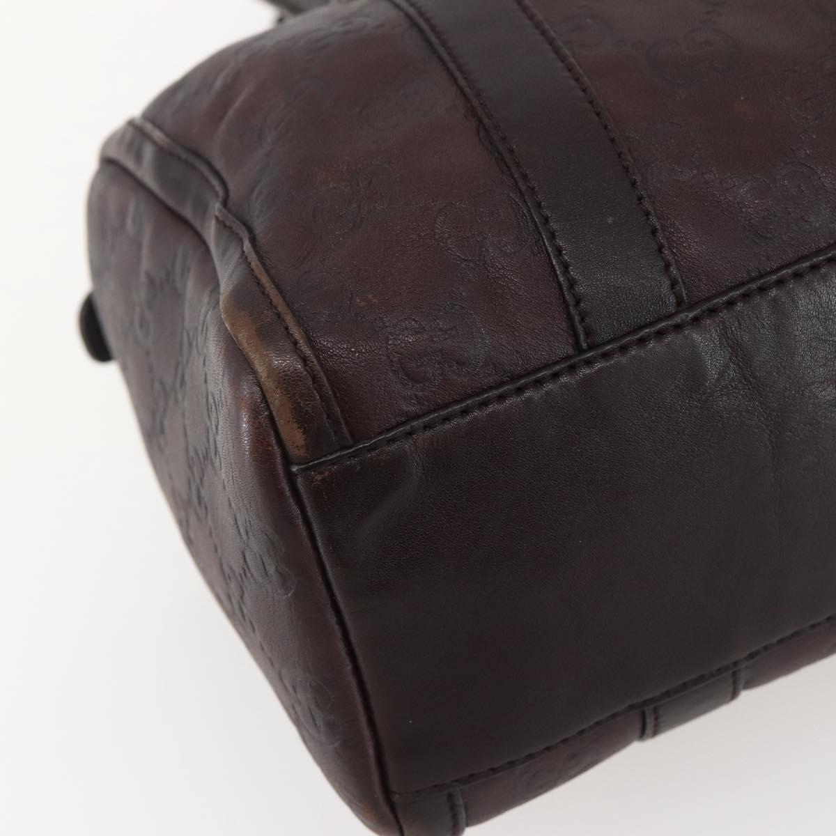 GUCCI GG Canvas Guccissima Hand Bag Leather Brown Gold 130942 Auth 142535