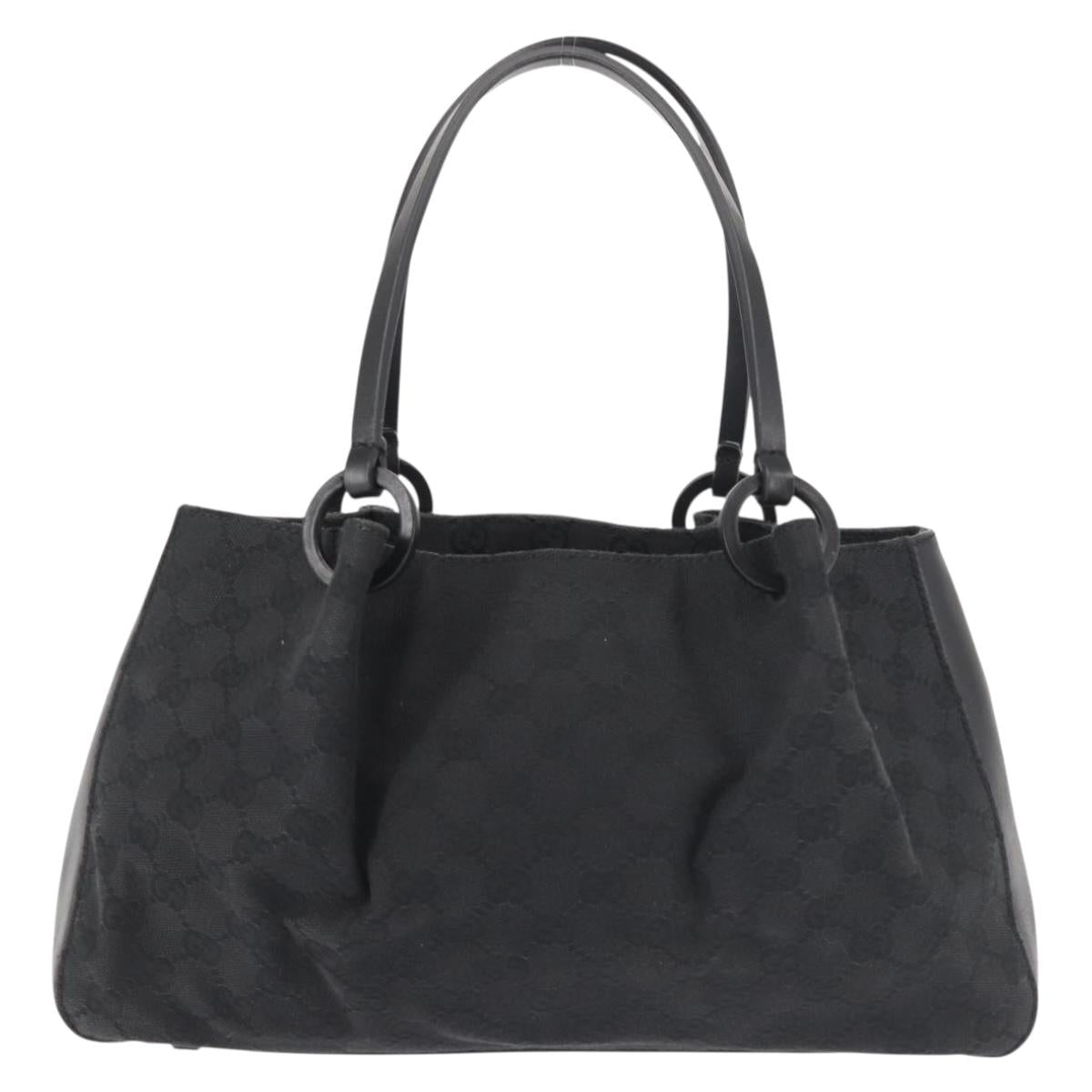 GUCCI GG Canvas Hand Bag Black Silver 94898 Auth 142537