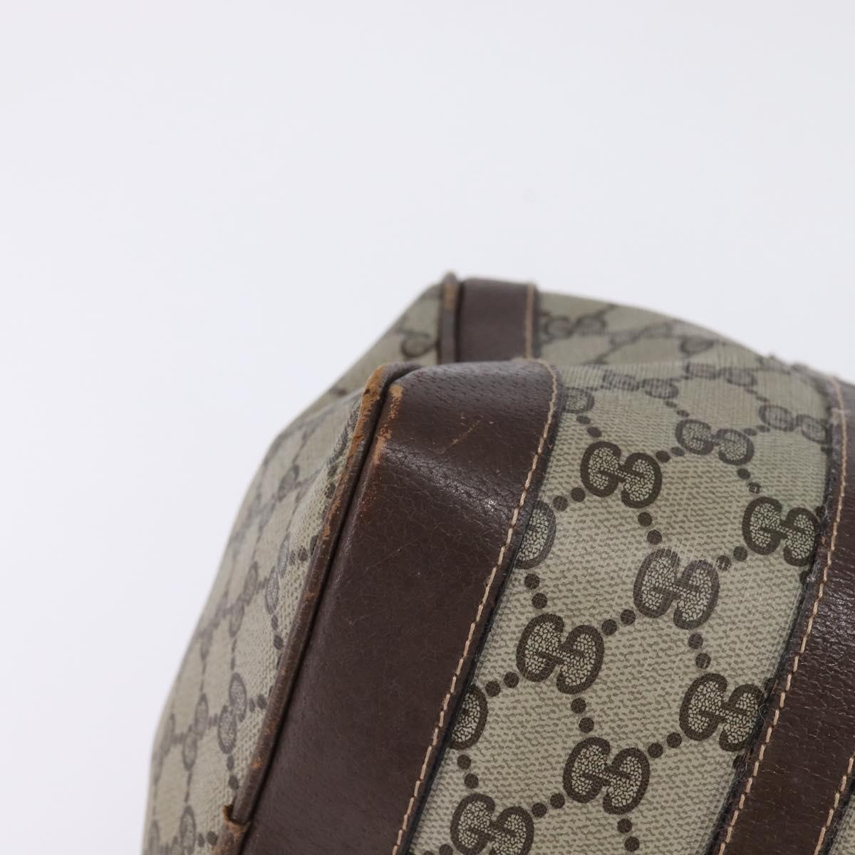 GUCCI GG Supreme Web Sherry Line Hand Bag PVC Beige Gold Red Auth 142539