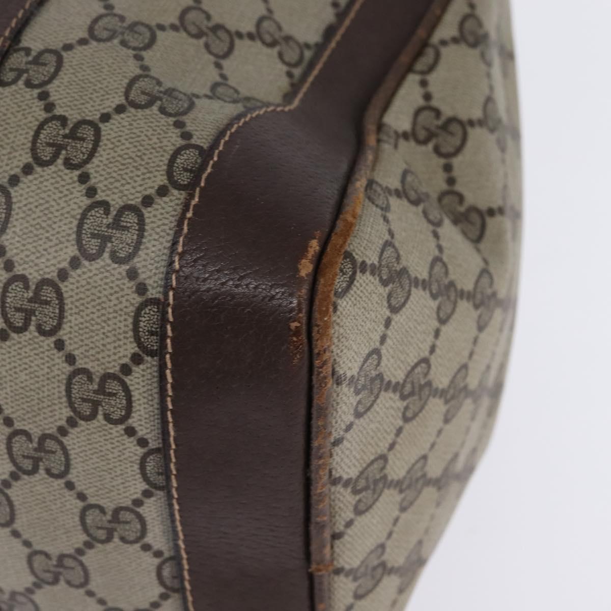 GUCCI GG Supreme Web Sherry Line Hand Bag PVC Beige Gold Red Auth 142539