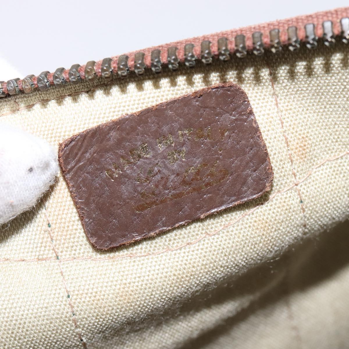 GUCCI GG Supreme Web Sherry Line Hand Bag PVC Beige Gold Red Auth 142539