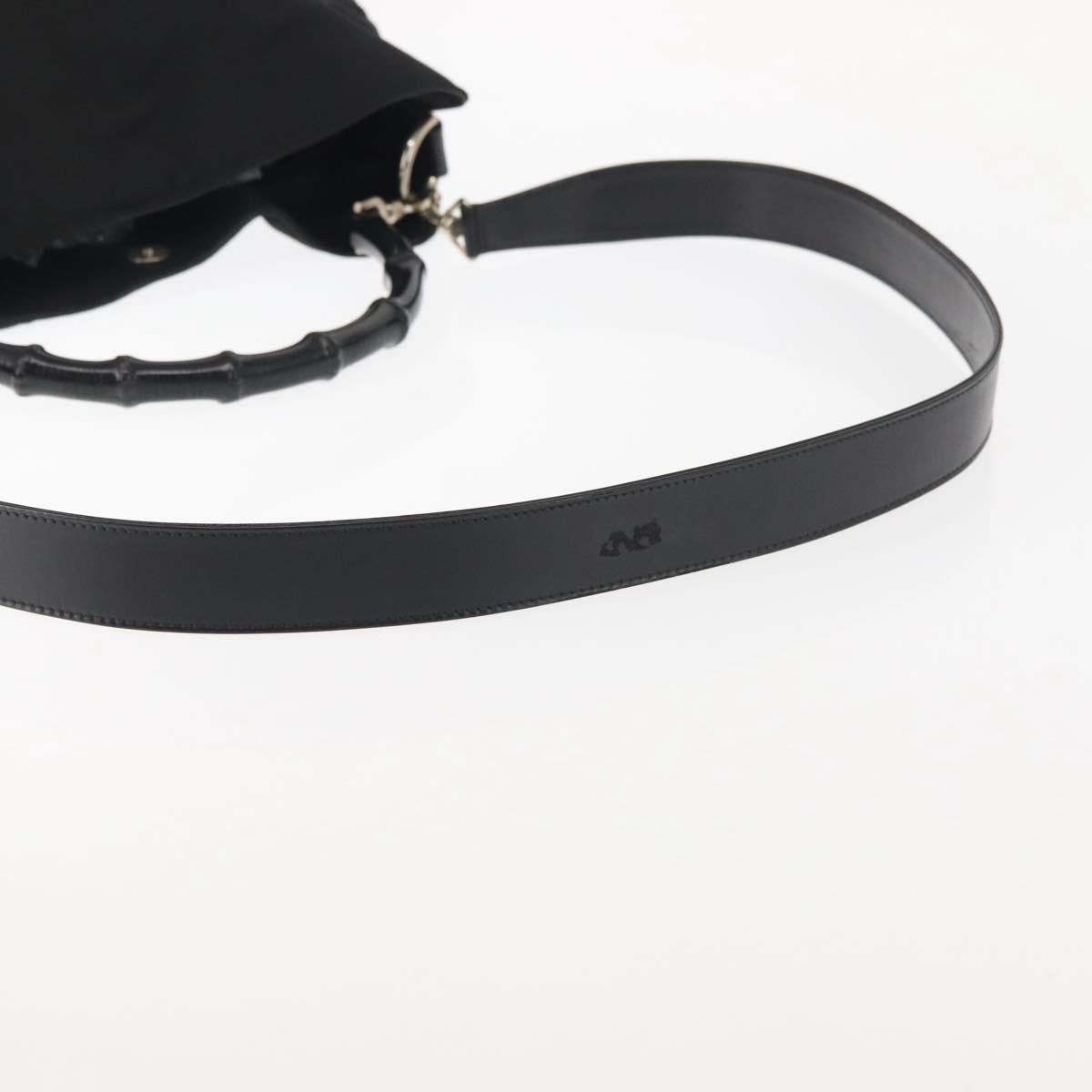 GUCCI Bamboo Hand Bag Canvas 2way Black Silver 001 1638 1705 Auth 142542