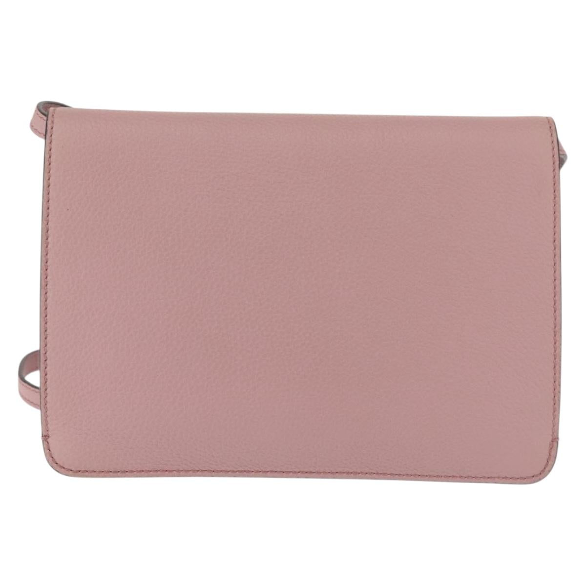 GUCCI Shoulder Bag Leather Pink Silver Auth 142544