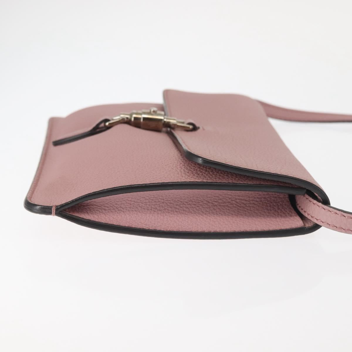 GUCCI Shoulder Bag Leather Pink Silver Auth 142544