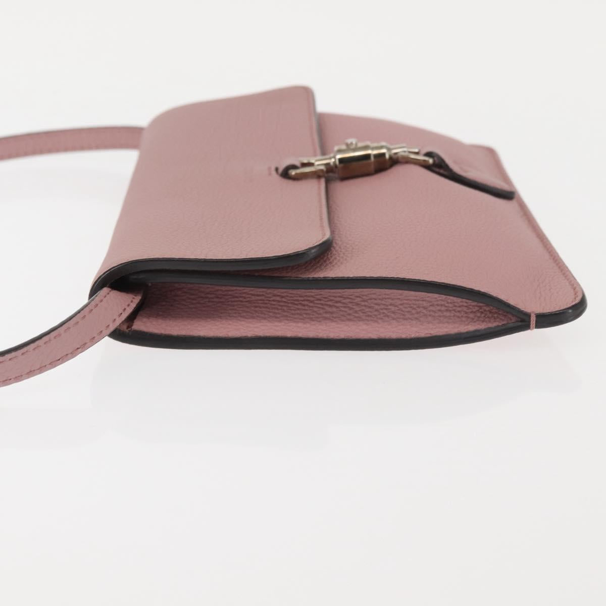 GUCCI Shoulder Bag Leather Pink Silver Auth 142544