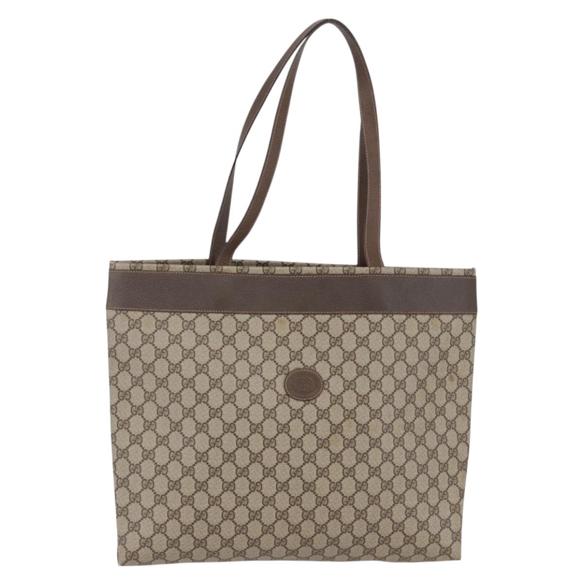 GUCCI GG Supreme Tote Bag PVC Beige 156 02 109 Auth 142549