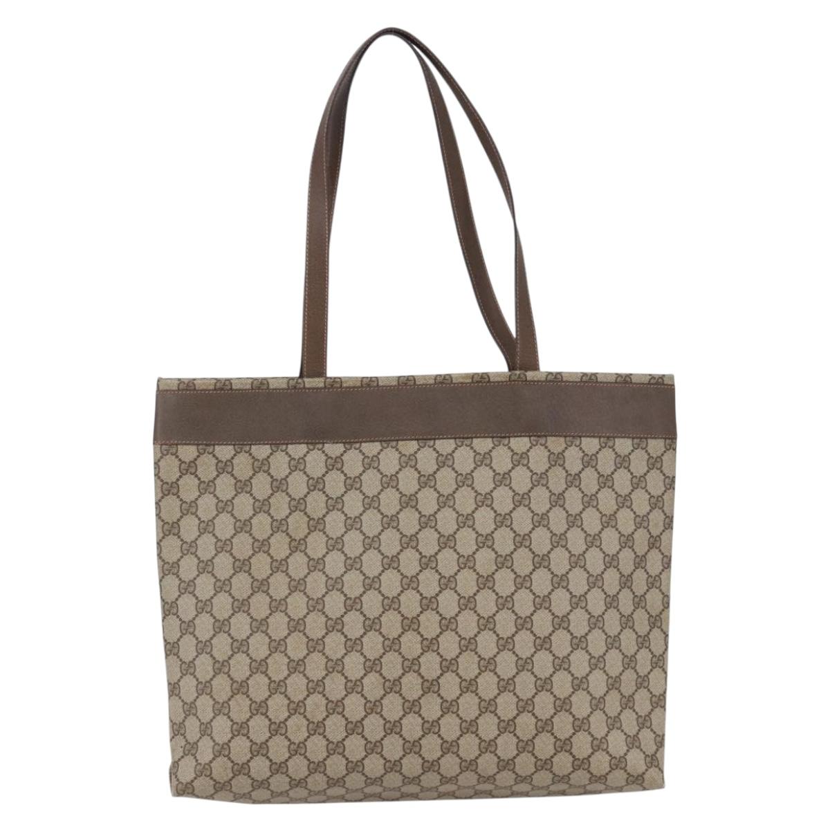 GUCCI GG Supreme Tote Bag PVC Beige 156 02 109 Auth 142549