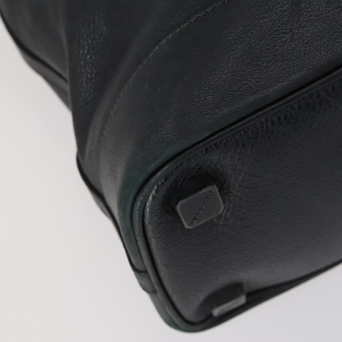 BVLGARI Boston Bag Leather 2way Black Silver Auth 142552