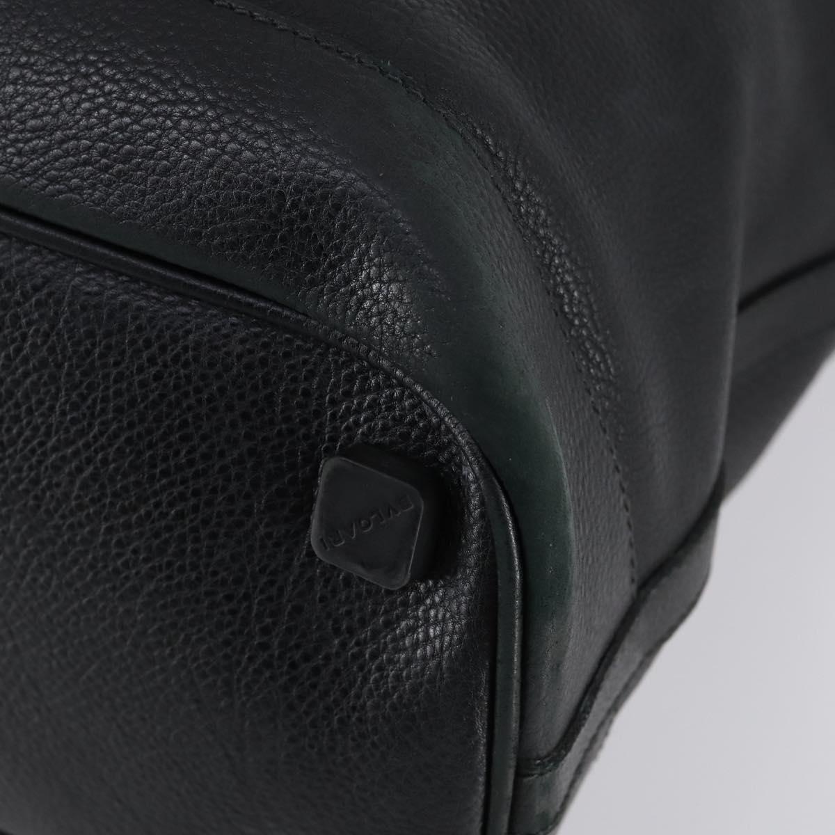 BVLGARI Boston Bag Leather 2way Black Silver Auth 142552