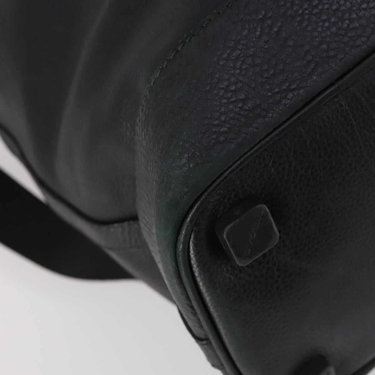 BVLGARI Boston Bag Leather 2way Black Silver Auth 142552