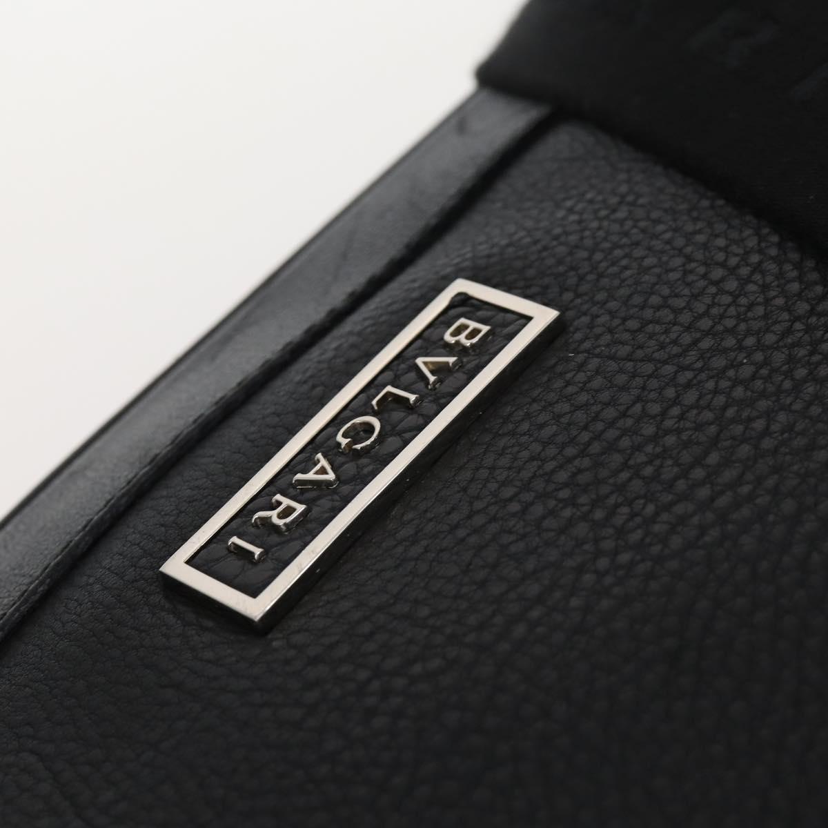 BVLGARI Boston Bag Leather 2way Black Silver Auth 142552