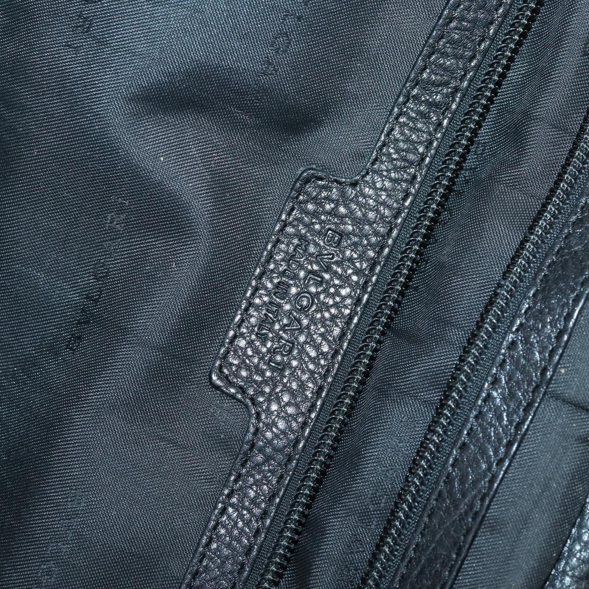 BVLGARI Boston Bag Leather 2way Black Silver Auth 142552