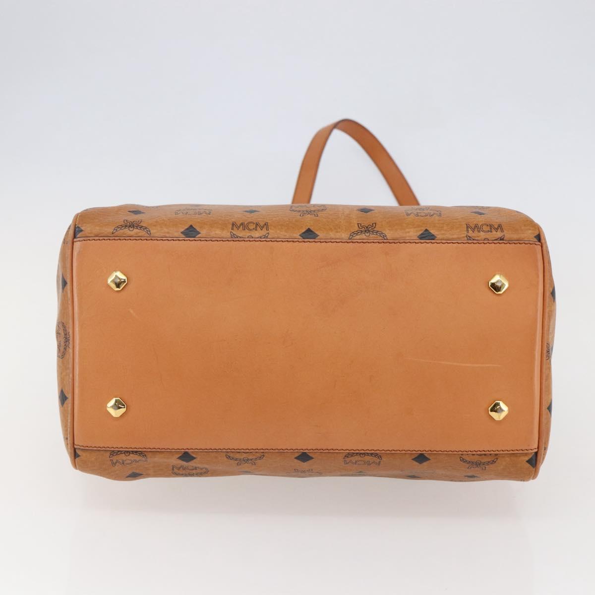 MCM Vicetos Logogram Hand Bag PVC 2way Brown Gold Auth 142555