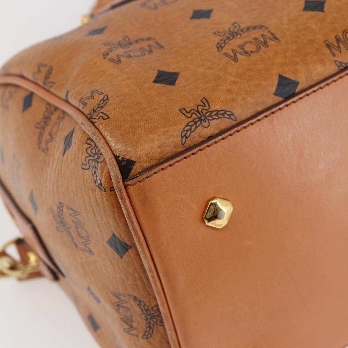 MCM Vicetos Logogram Hand Bag PVC 2way Brown Gold Auth 142555