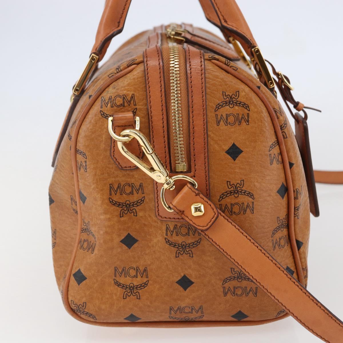 MCM Vicetos Logogram Hand Bag PVC 2way Brown Gold Auth 142555