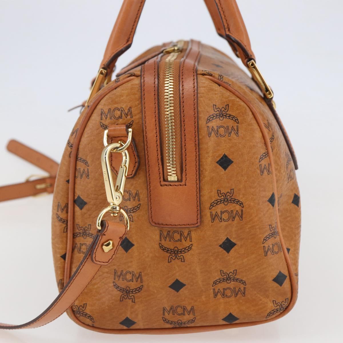 MCM Vicetos Logogram Hand Bag PVC 2way Brown Gold Auth 142555