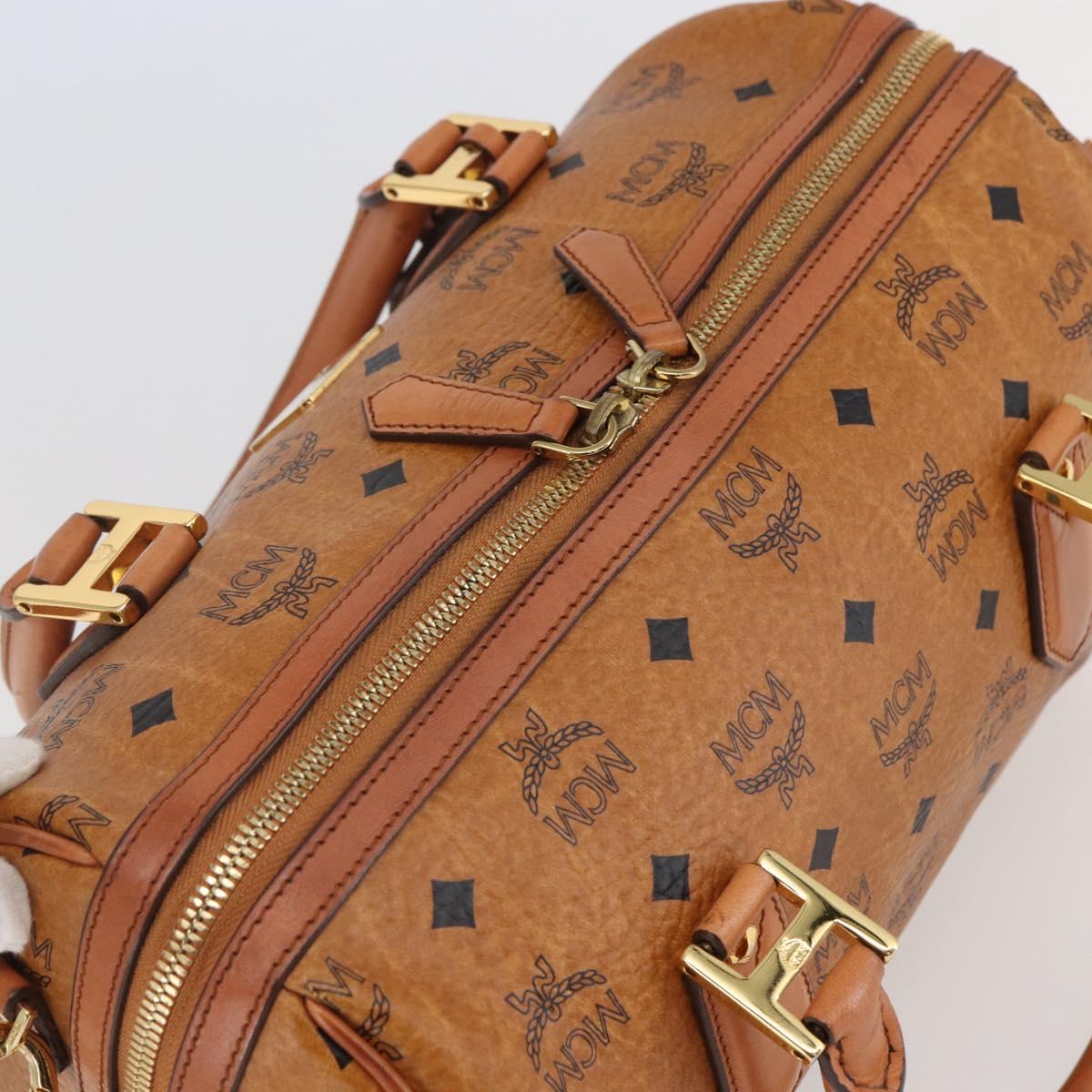MCM Vicetos Logogram Hand Bag PVC 2way Brown Gold Auth 142555