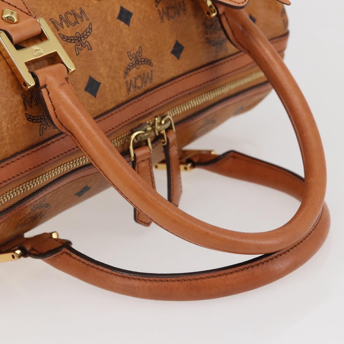 MCM Vicetos Logogram Hand Bag PVC 2way Brown Gold Auth 142555