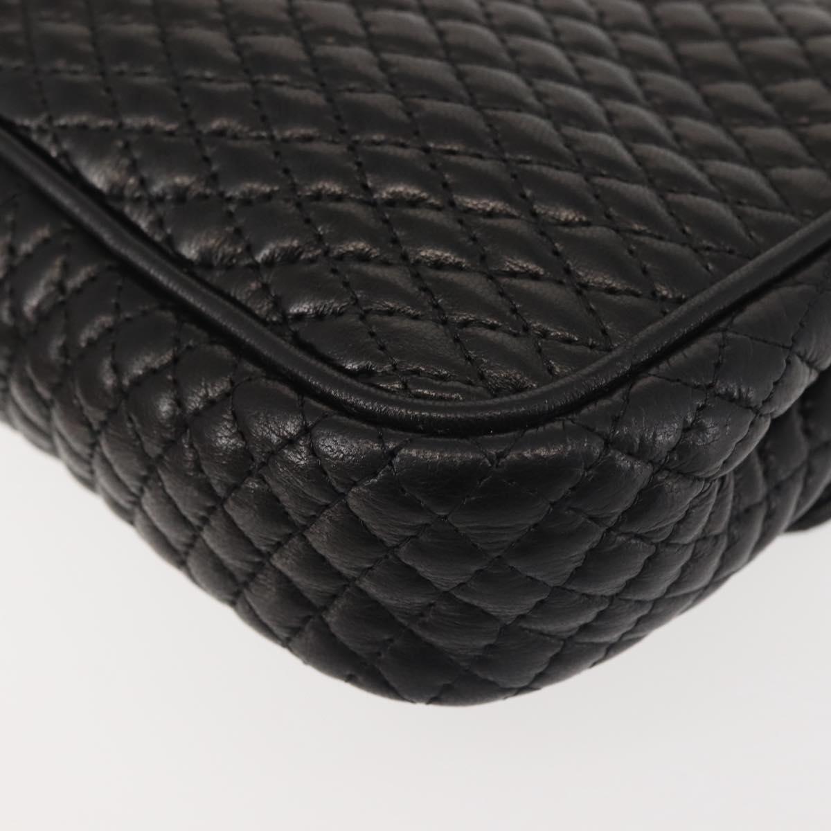 BALLY Chain Shoulder Bag Leather Black Gold Auth 142556