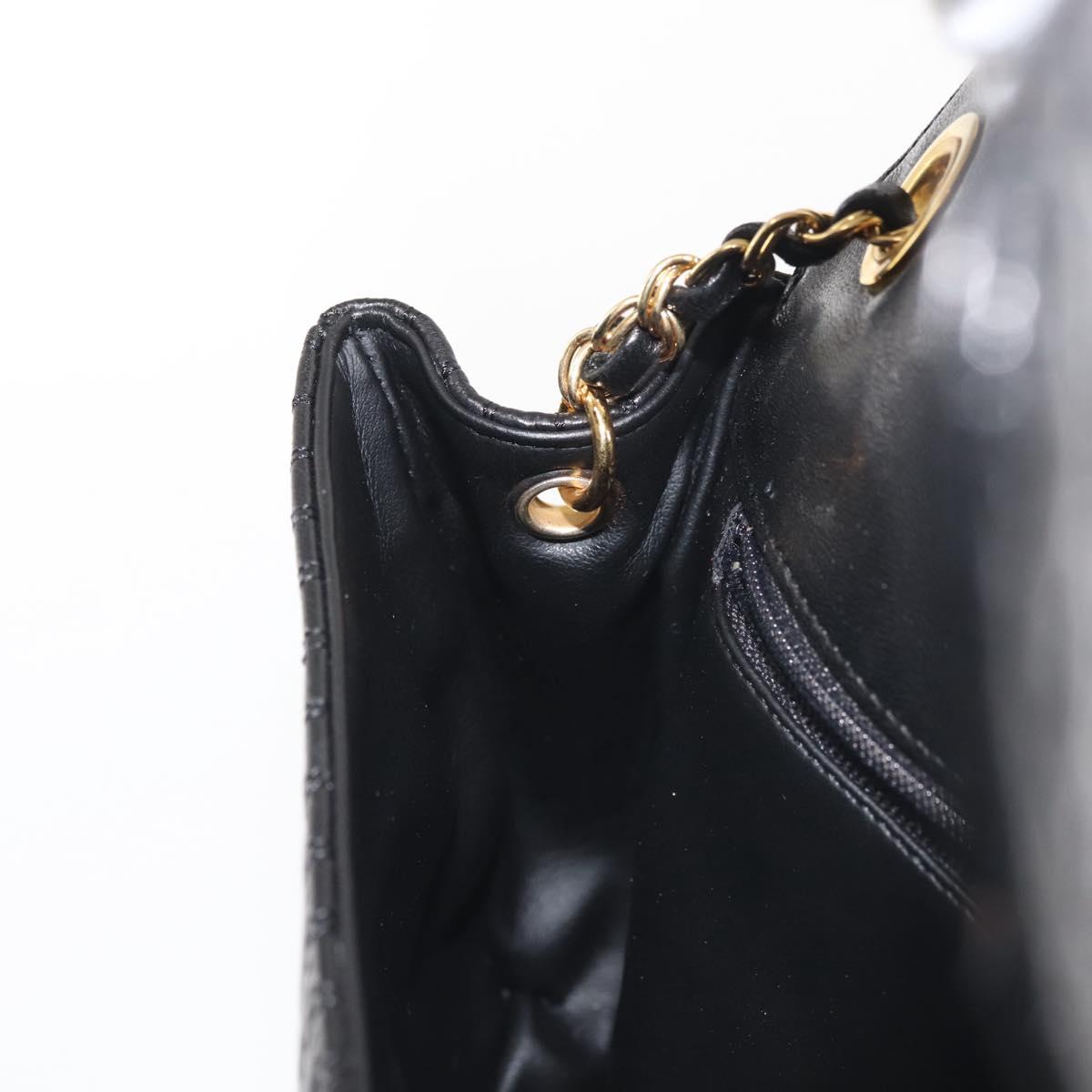 BALLY Chain Shoulder Bag Leather Black Gold Auth 142556